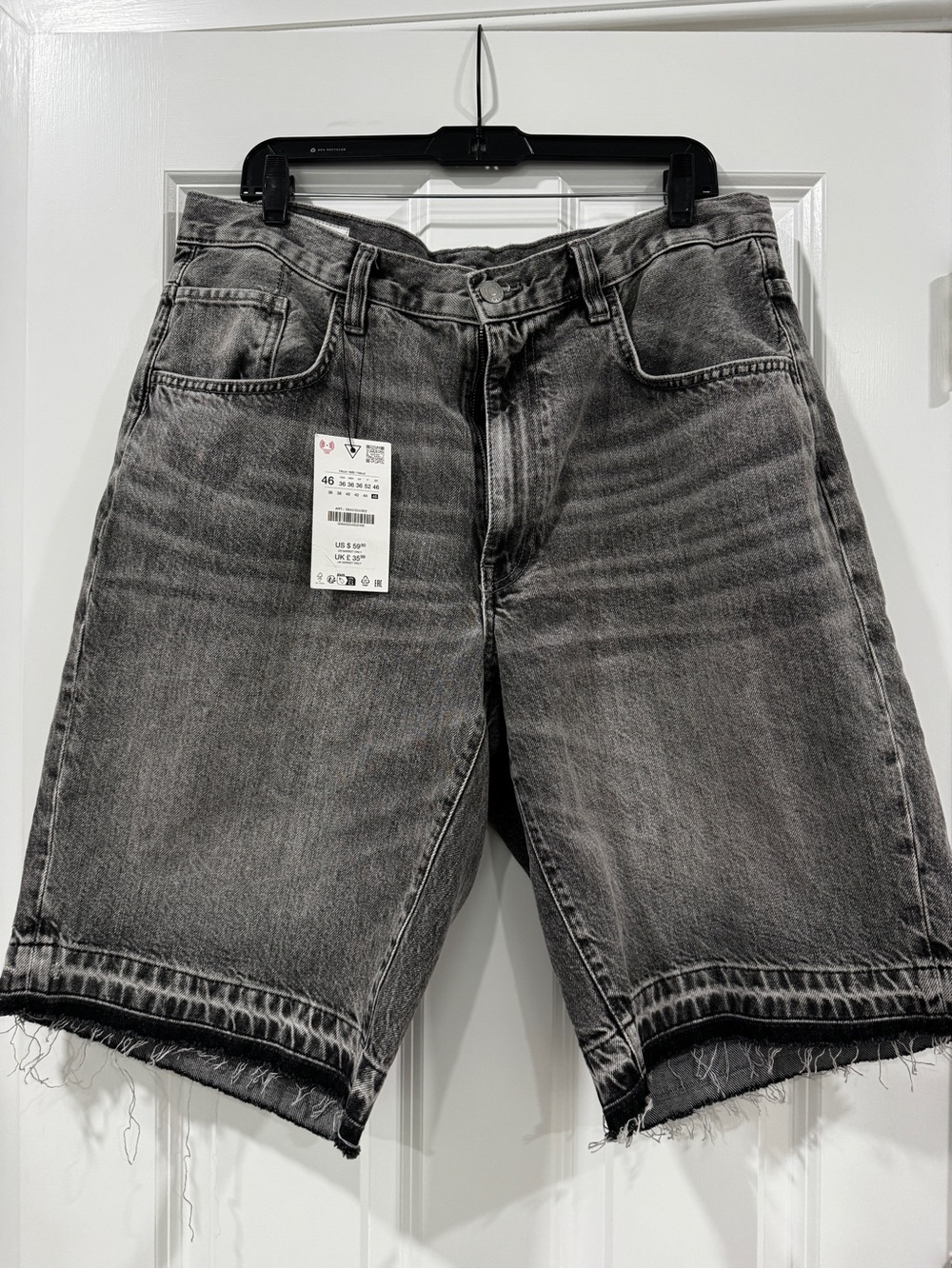 Zara Gray Washed Denim Shorts - Raw Hem